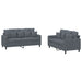 Set de canapele cu perne, 2 piese, gri închis, catifea - WALTI WALTI