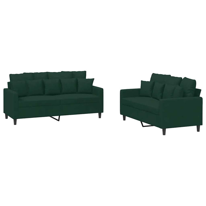 Set de canapele cu perne, 2 piese, verde închis, catifea - WALTI WALTI