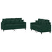 Set de canapele cu perne, 2 piese, verde închis, catifea - WALTI WALTI