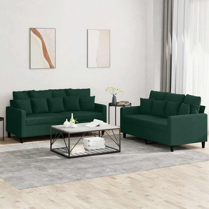 Set de canapele cu perne, 2 piese, verde închis, catifea - WALTI WALTI