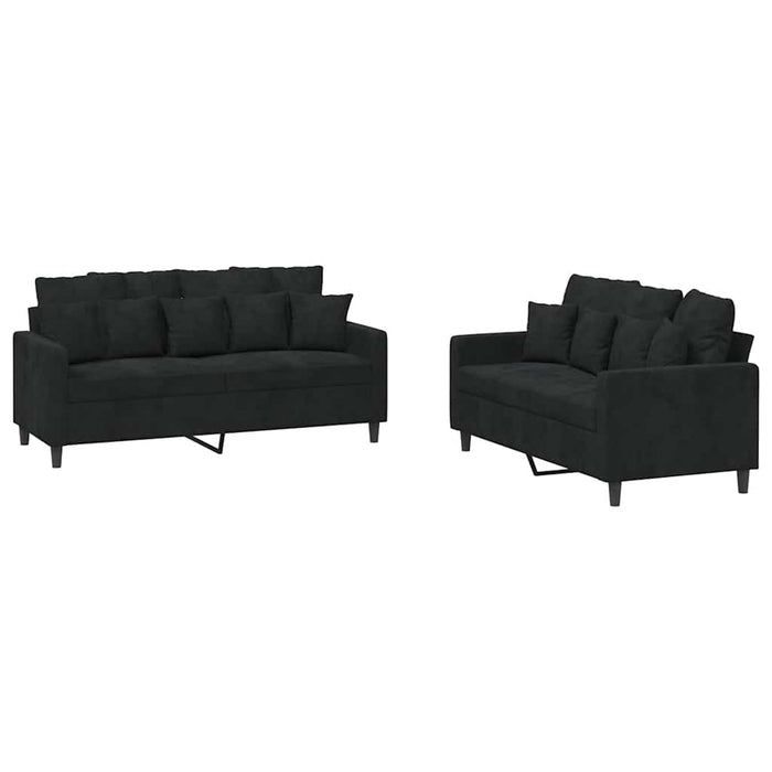 Set de canapele cu perne, 2 piese, negru, catifea - WALTI WALTI