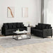 Set de canapele cu perne, 2 piese, negru, catifea - WALTI WALTI