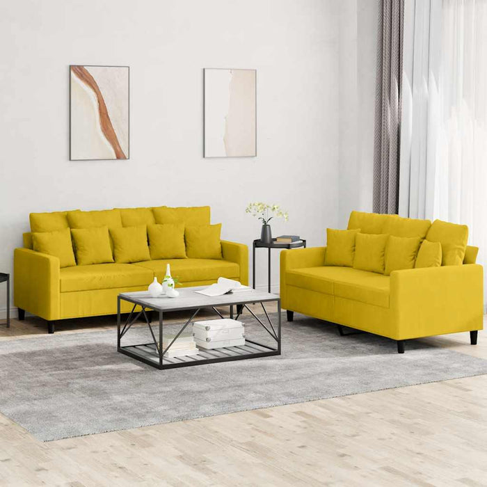 Set de canapele cu perne, 2 piese, galben, catifea - WALTI WALTI