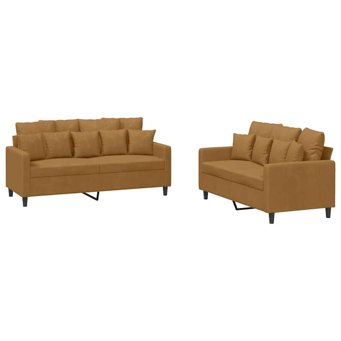 Set de canapele cu perne, 2 piese, maro, catifea - WALTI WALTI