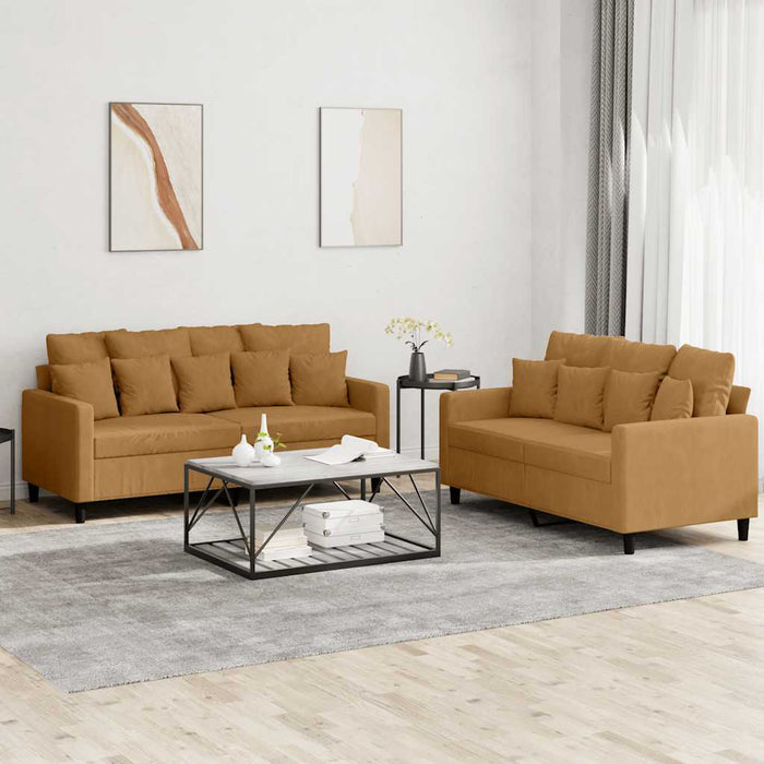 Set de canapele cu perne, 2 piese, maro, catifea - WALTI WALTI