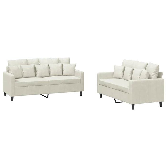 Set de canapele cu perne, 2 piese, crem, catifea - WALTI WALTI