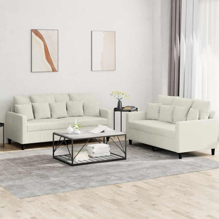 Set de canapele cu perne, 2 piese, crem, catifea - WALTI WALTI
