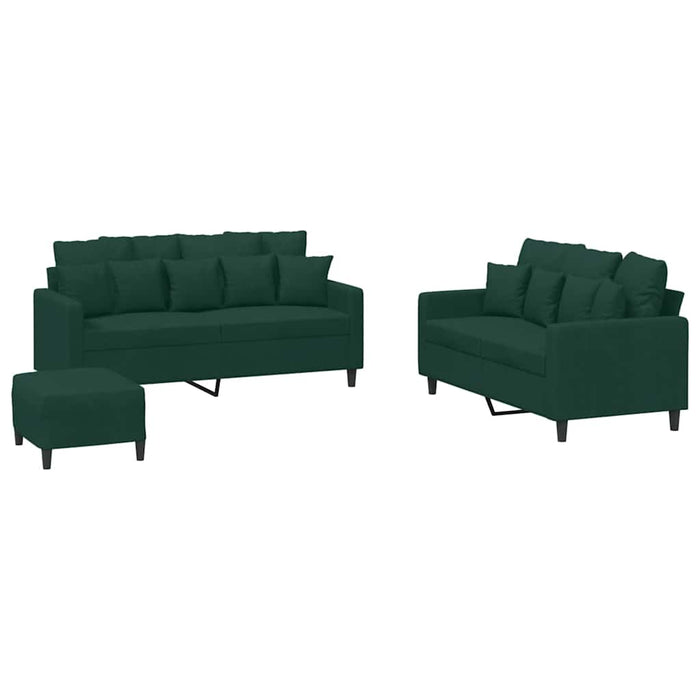 Set de canapele cu perne, 3 piese, verde închis, catifea - WALTI WALTI
