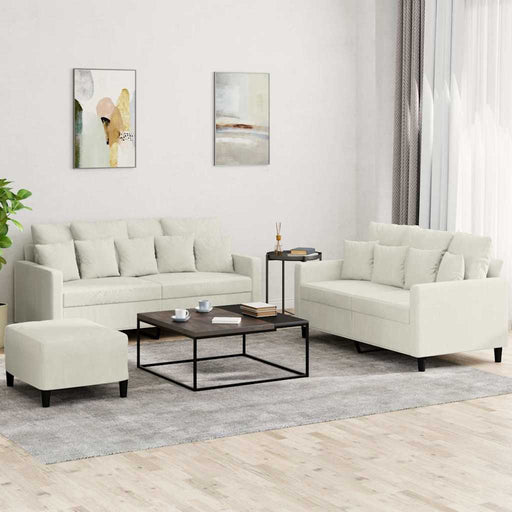 Set de canapele cu perne, 3 piese, crem, catifea - WALTI WALTI
