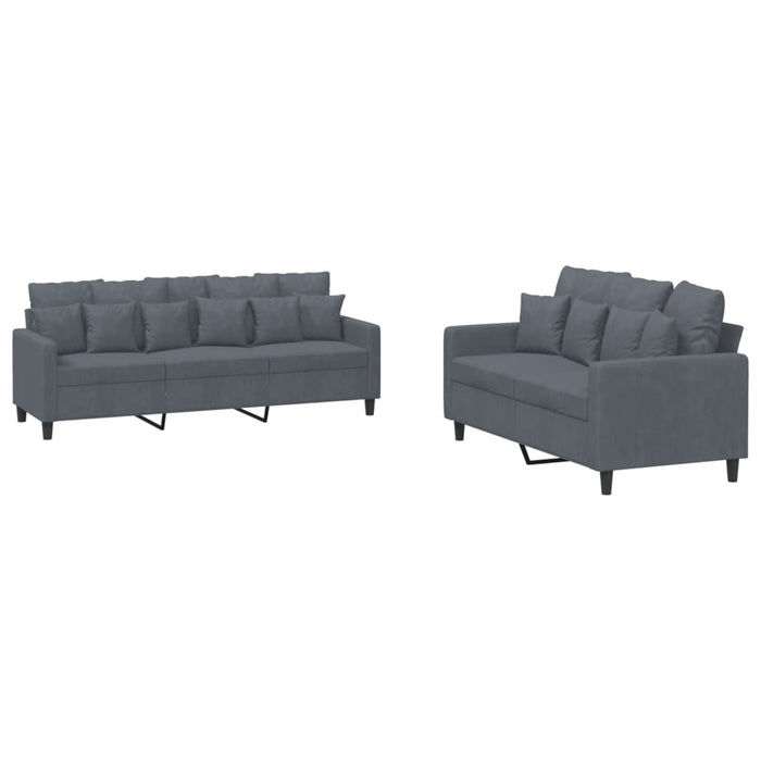 Set de canapele cu perne, 2 piese, gri închis, catifea - WALTI WALTI