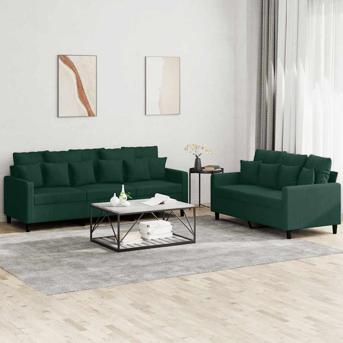 Set de canapele cu perne, 2 piese, verde închis, catifea - WALTI WALTI