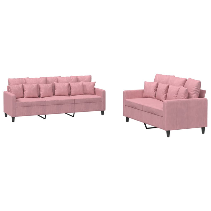 Set de canapele cu perne, 2 piese, roz, catifea - WALTI WALTI