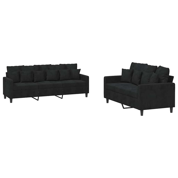 Set de canapele cu perne, 2 piese, negru, catifea - WALTI WALTI