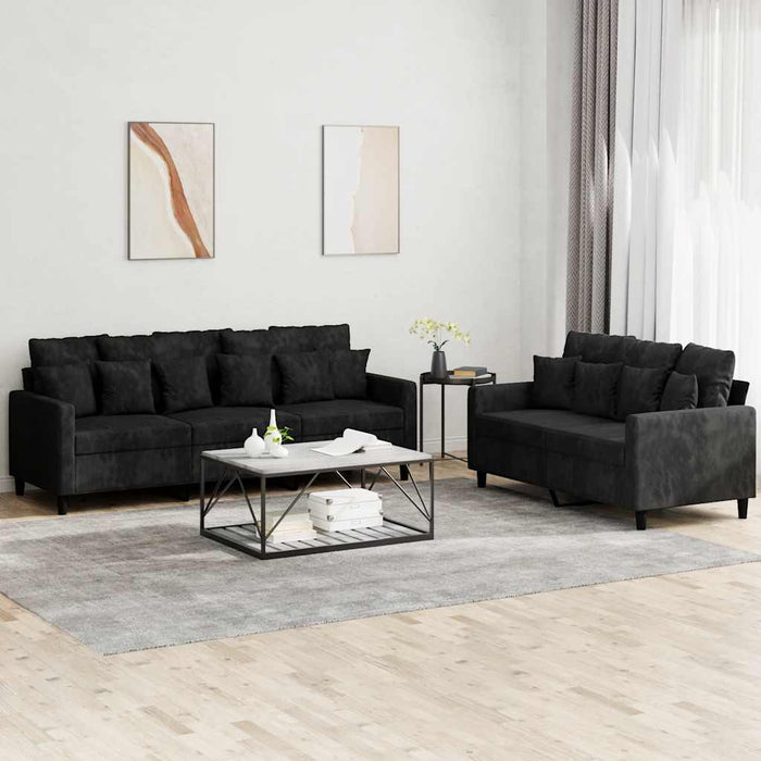 Set de canapele cu perne, 2 piese, negru, catifea - WALTI WALTI