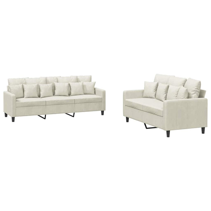 Set de canapele cu perne, 2 piese, crem, catifea WALTI