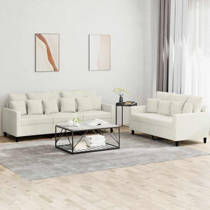 Set de canapele cu perne, 2 piese, crem, catifea WALTI