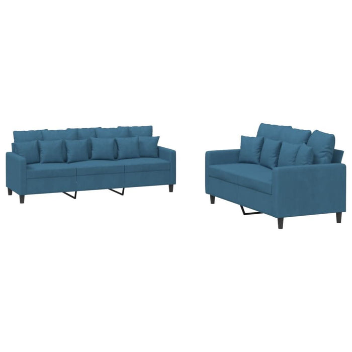 Set de canapele cu perne, 2 piese, albastru, catifea - WALTI WALTI