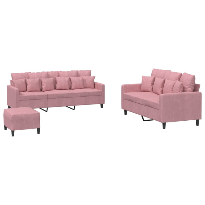 Set de canapele cu perne, 3 piese, roz, catifea - WALTI WALTI