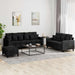 Set de canapele cu perne, 3 piese, negru, catifea - WALTI WALTI