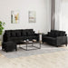 Set de canapele cu perne, 3 piese, negru, catifea - WALTI WALTI