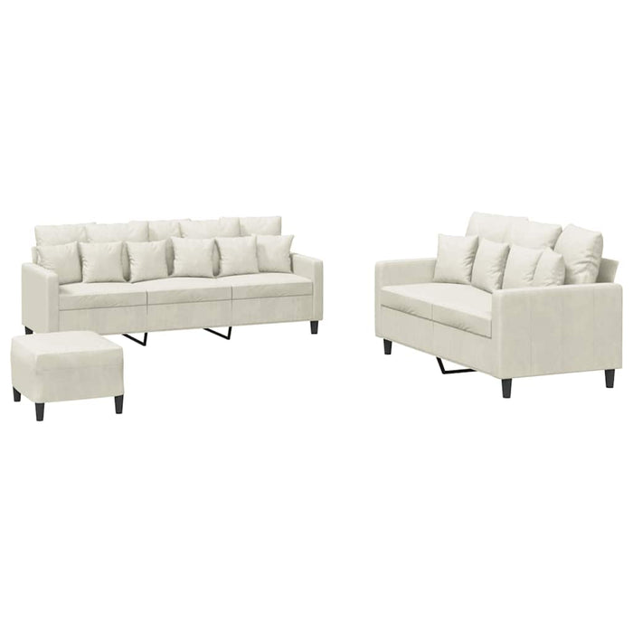 Set de canapele cu perne, 3 piese, crem, catifea - WALTI WALTI