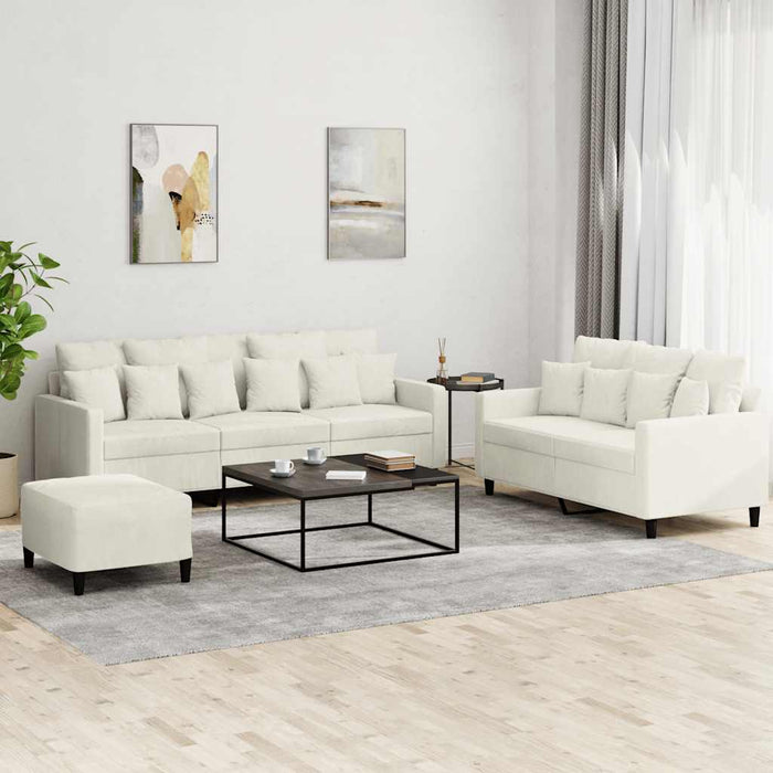 Set de canapele cu perne, 3 piese, crem, catifea - WALTI WALTI