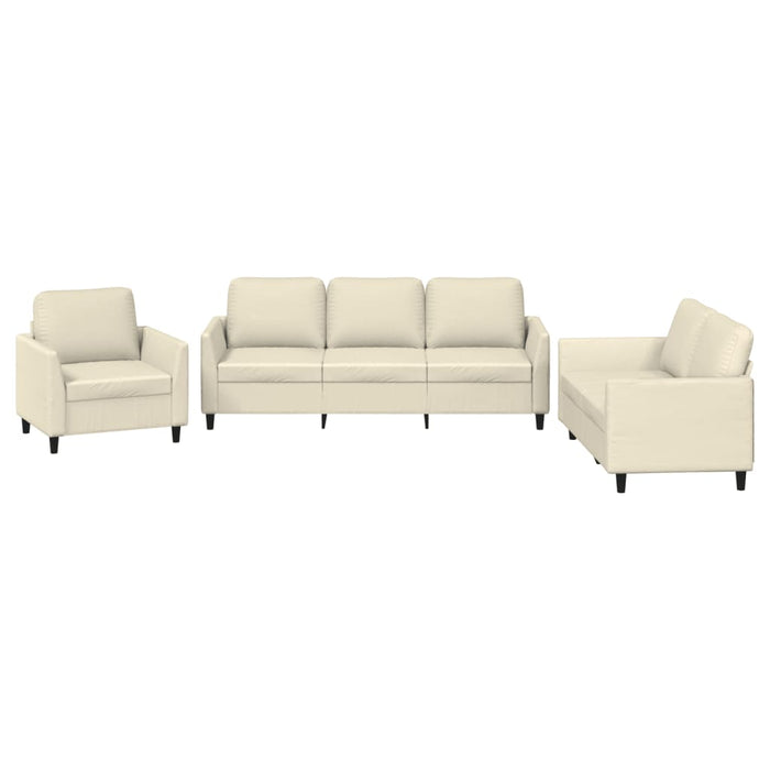 Set de canapele cu perne, 3 piese, crem, piele ecologică - WALTI WALTI