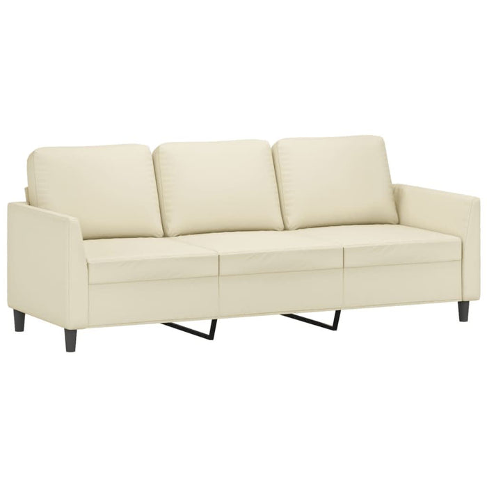Set de canapele cu perne, 3 piese, crem, piele ecologică - WALTI WALTI
