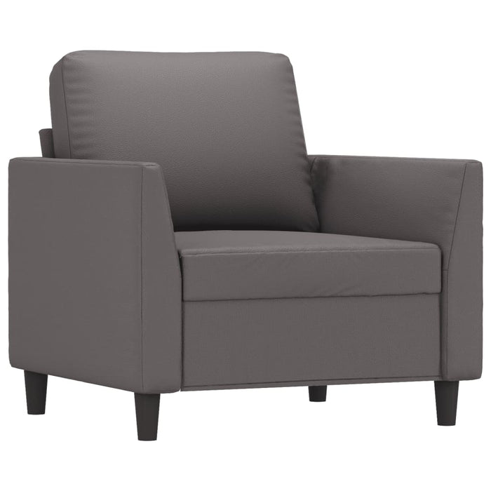 Set de canapele cu perne, 3 piese, gri, piele ecologică - WALTI WALTI