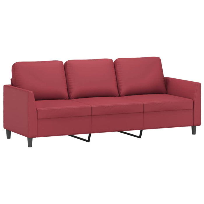 Set de canapele cu perne, 3 piese, roșu vin, piele ecologică - WALTI WALTI