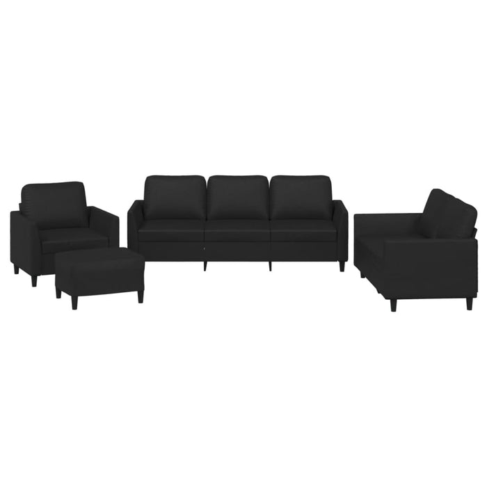 Set de canapele cu perne, 4 piese, negru, piele ecologică - WALTI WALTI