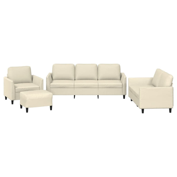 Set de canapele cu perne, 4 piese, crem, piele ecologică - WALTI WALTI