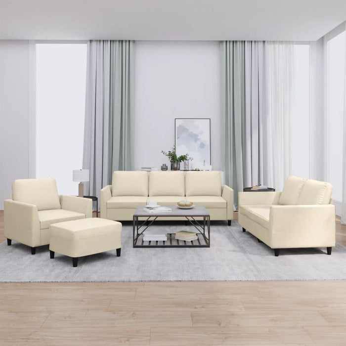 Set de canapele cu perne, 4 piese, crem, piele ecologică - WALTI WALTI