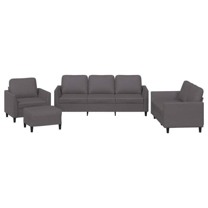 Set de canapele cu perne, 4 piese, gri, piele ecologică - WALTI WALTI