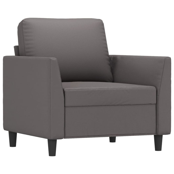 Set de canapele cu perne, 4 piese, gri, piele ecologică - WALTI WALTI