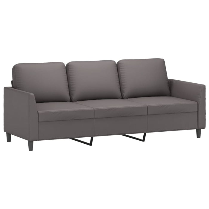 Set de canapele cu perne, 4 piese, gri, piele ecologică - WALTI WALTI