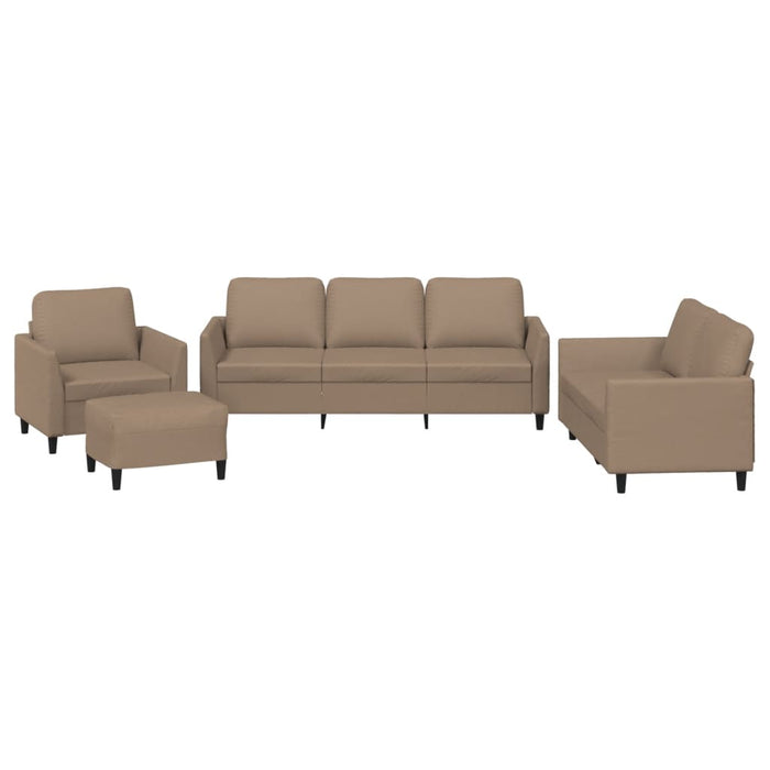 Set de canapele cu perne, 4 piese, cappuccino, piele ecologică - WALTI WALTI