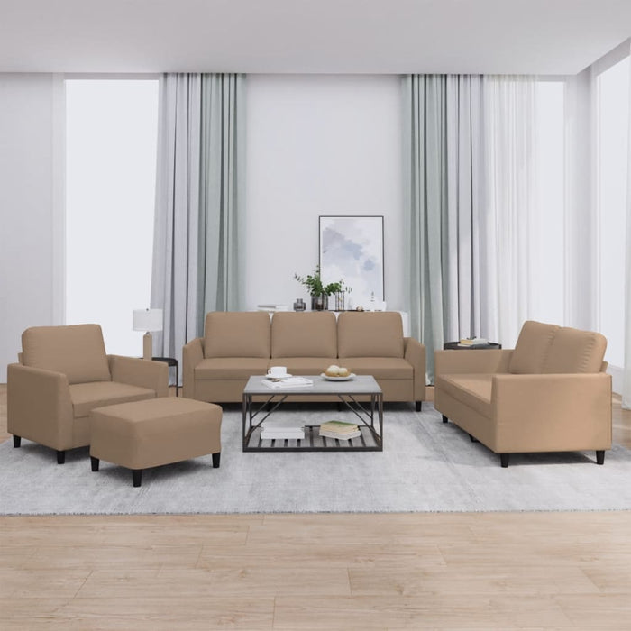 Set de canapele cu perne, 4 piese, cappuccino, piele ecologică - WALTI WALTI