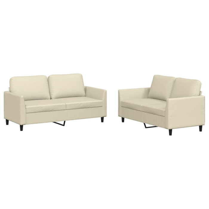 Set de canapele cu perne, 2 piese, crem, piele ecologică WALTI