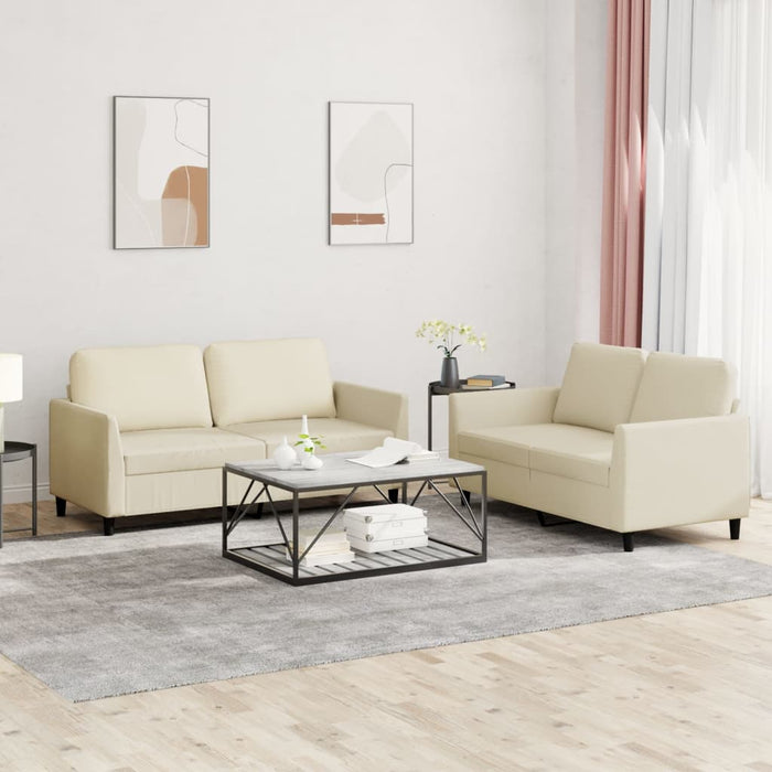 Set de canapele cu perne, 2 piese, crem, piele ecologică WALTI