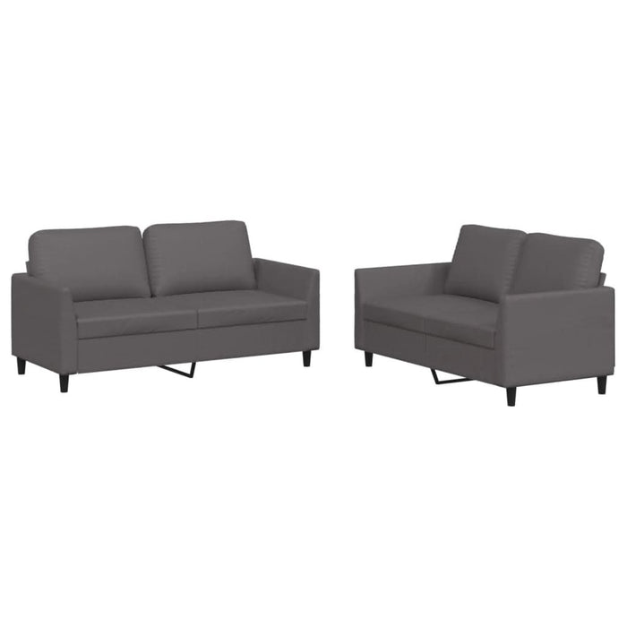 Set de canapele cu perne, 2 piese, gri, piele ecologică - WALTI WALTI