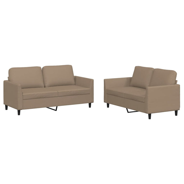 Set de canapele cu perne, 2 piese, cappuccino, piele ecologică - WALTI WALTI