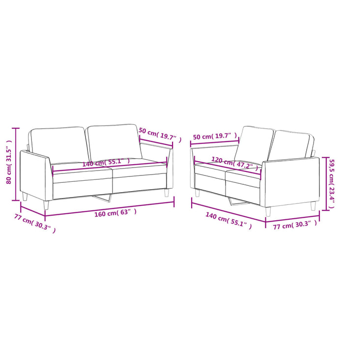 Set de canapele cu perne, 2 piese, cappuccino, piele ecologică - WALTI WALTI
