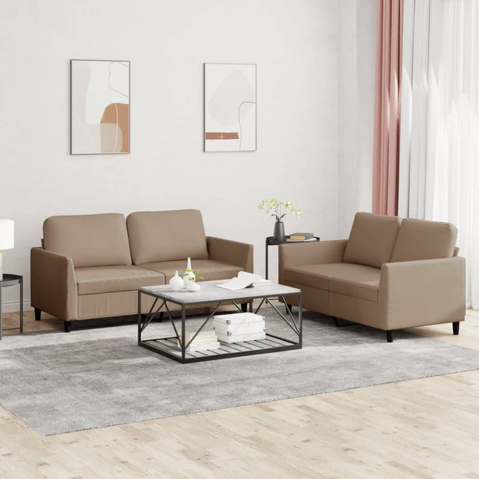 Set de canapele cu perne, 2 piese, cappuccino, piele ecologică - WALTI WALTI