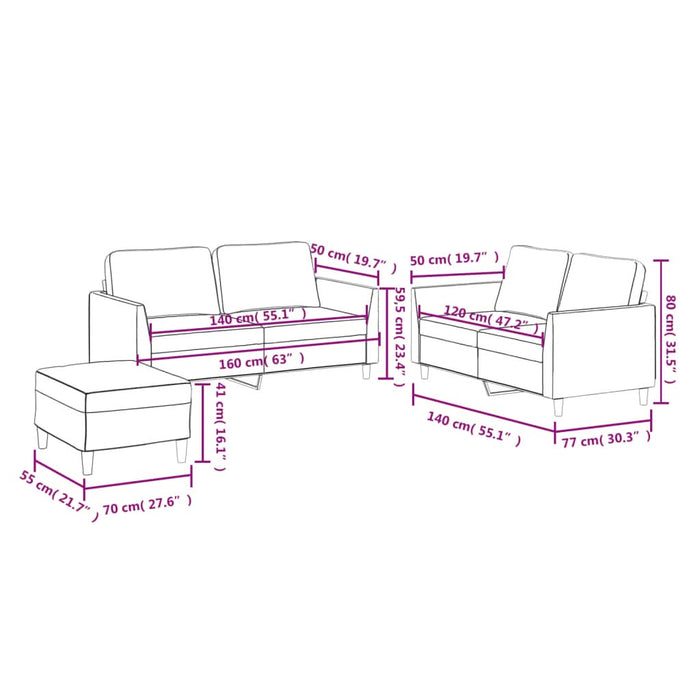 Set de canapele cu perne, 3 piese, roșu vin, piele ecologică - WALTI WALTI