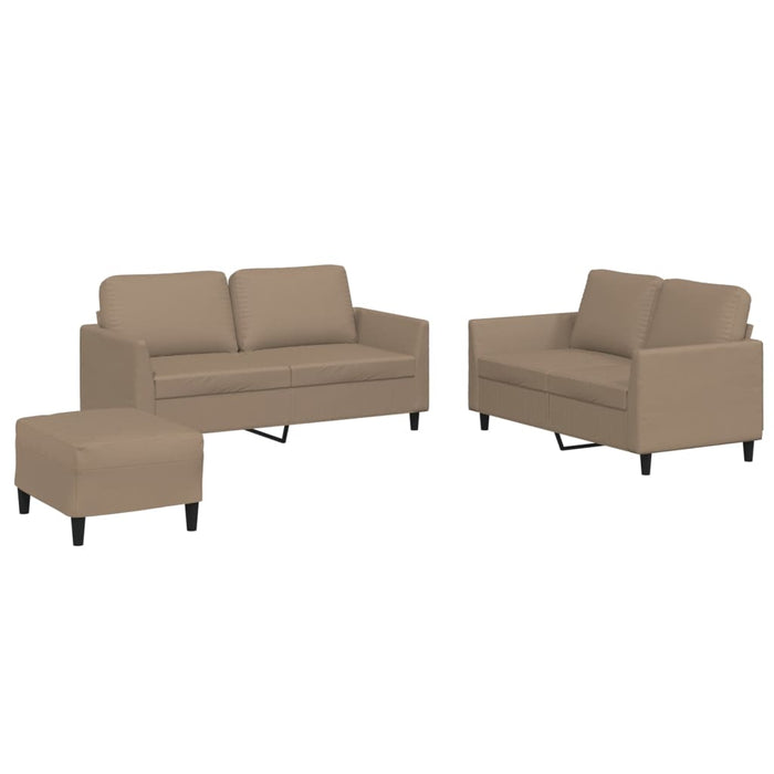 Set de canapele cu perne, 3 piese, cappuccino, piele ecologică - WALTI WALTI