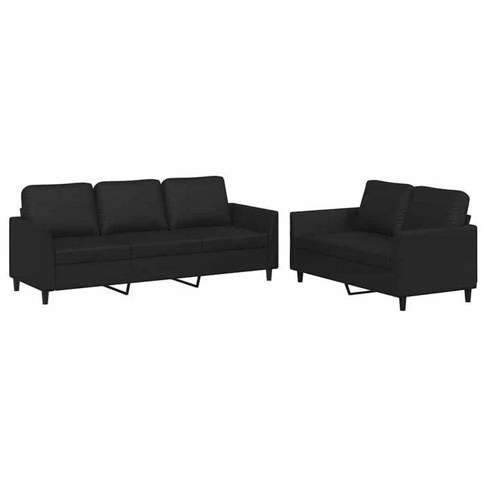 Set de canapele cu perne, 2 piese, negru, piele ecologică - WALTI WALTI