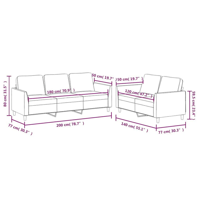 Set de canapele cu perne, 2 piese, negru, piele ecologică - WALTI WALTI