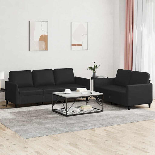 Set de canapele cu perne, 2 piese, negru, piele ecologică - WALTI WALTI