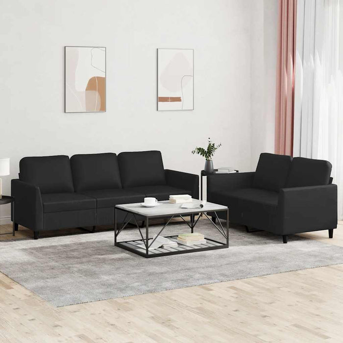 Set de canapele cu perne, 2 piese, negru, piele ecologică - WALTI WALTI